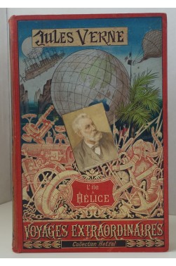 L'Ile à Hélice. Collection Hetzel, reliure Lenègre, cartonnage au portrait collé, plaque de Souze