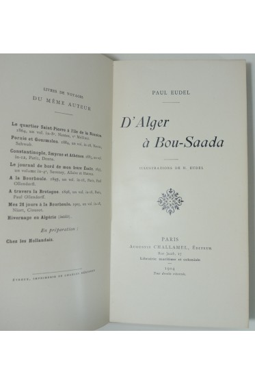 D'Alger à Bou-Saada. Illustrations de H. Eudel