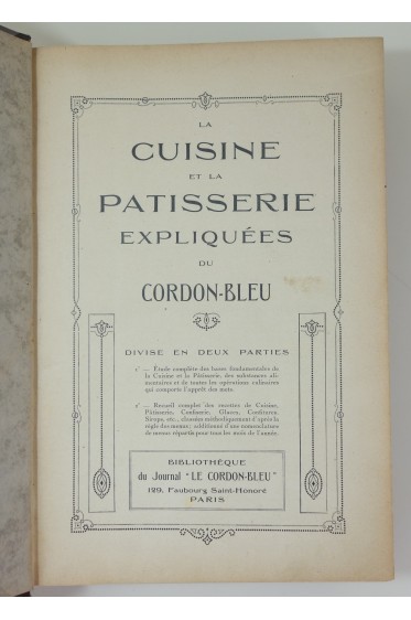 La Cuisine et la Patisserie expliquées du Cordon-Bleu