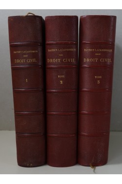 Précis de Droit Civil, exposé des principes, questions de détail et controverses. 3 tomes, Larose 1898