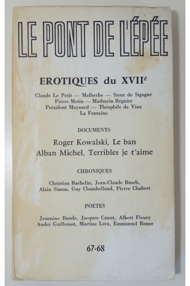 Le pont de l'epée. n°67/68. erotiques du xviiè siècle [Broché]