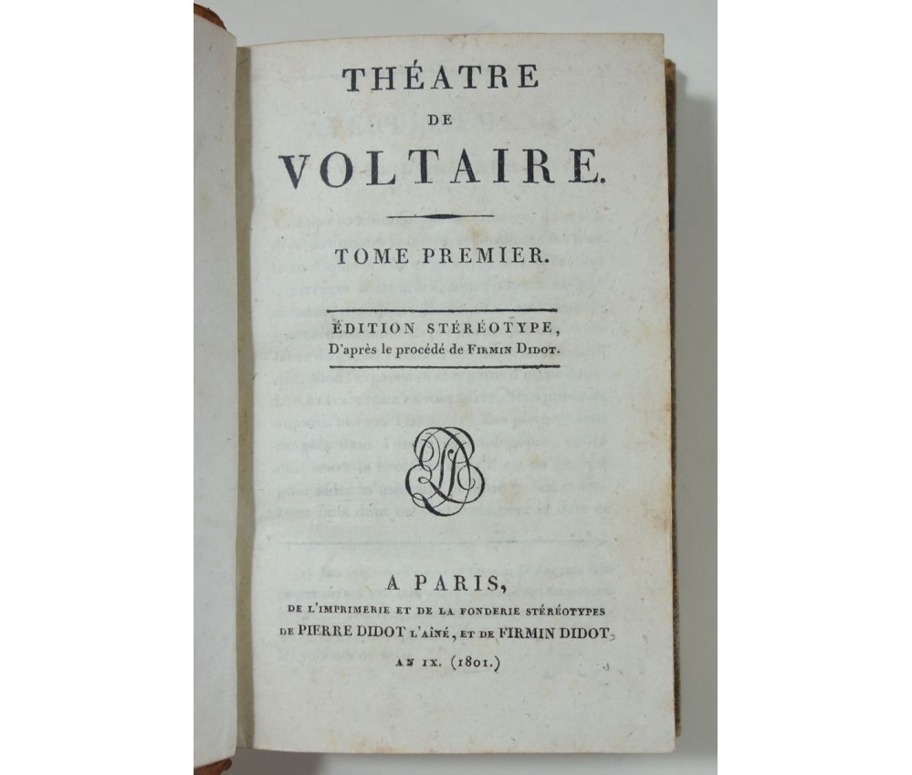 THÉÂTRE de VOLTAIRE Edition Stéréotype, Didot