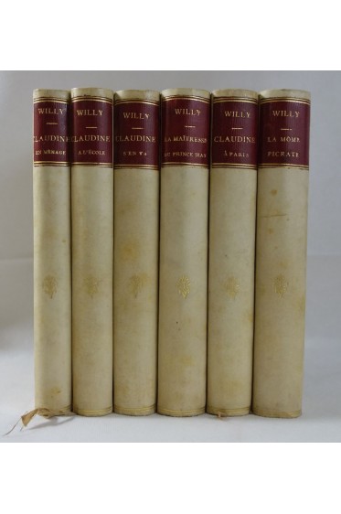 Lot de 6 livres reliés de COLETTE WILLY : 4 Claudine + La maîtresse du Prince Jean + La Môme Picrate