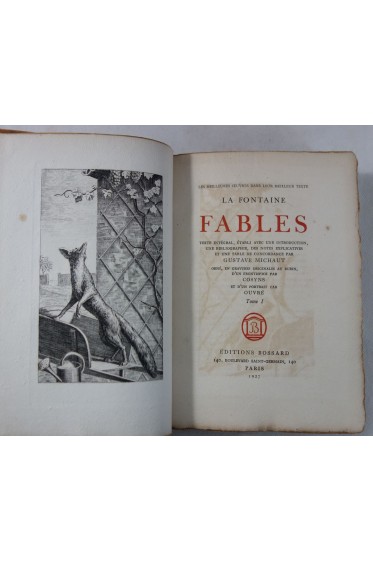 LA FONTAINE. Fables - 2 tomes, 1 des 50ex sur papier d'Auvergne - Bossard, 1927 - 4 Gravures RARE