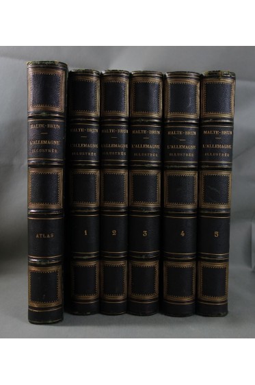 ATLAS - MALTE-BRUN. L’Allemagne illustrée, 100 cartes en couleurs + 5 tomes. ROUFF, 1885