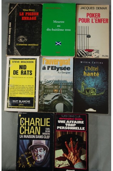 Lot 8 romans policier - SHERRY, pigeon enragé - NIELSEN - Demar, poker - Charlie Chan...
