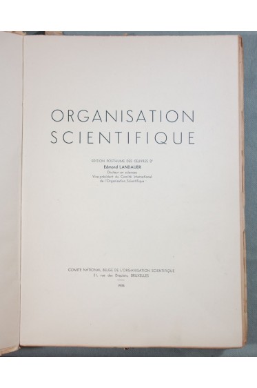 RARISSIME - Edmond LANDAUER. Organisation scientifique du travail - 1935 - numéroté, portrait