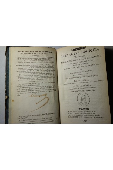 LECONS D'ANALYSE LOGIQUE - contenant des preceptes sur l'art d'analyser - 1848