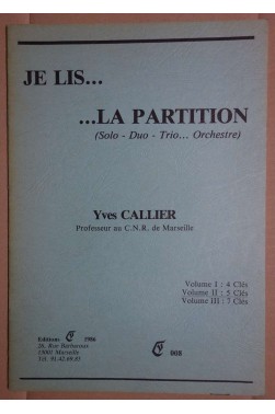 JE LIS... LA PARTITION VOLUME 2 : 5 CLES - Ed. Callier -Solfège - TB -