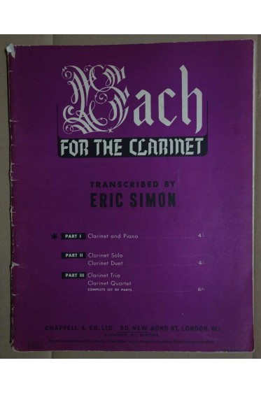 Bach For The Clarinet - Part I - Clarinet and Piano [Partition]
