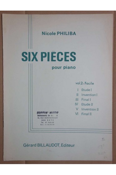 PHILIBA - SIX PIECES POUR PIANO VOL 1 [Reliure inconnue]