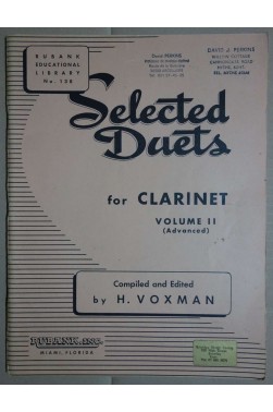 Selected duets for Clarinet - Volume II (advanced) - By H. Voxman -