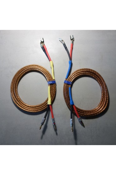 Cables enceintes montés 4mm2 Monster XP 2x 2,20m + fiches banane + fourches plaquées or