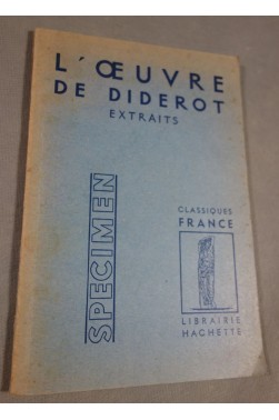 L'oeuvre de diderot, extraits - Diderot - Ed. Hachette Classiques/extraits, 1953 -