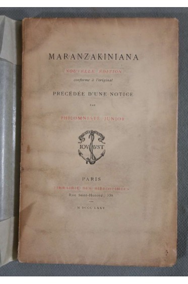 Maranzakiniana, précédée d'une notice par Philomneste Junior - Brunet. Jouaust 1875