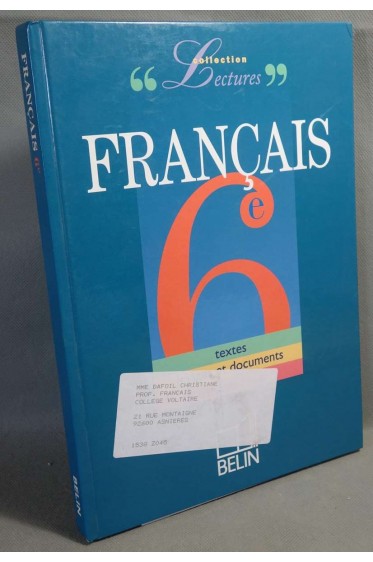 Français, 6e. Livre de l'éléve