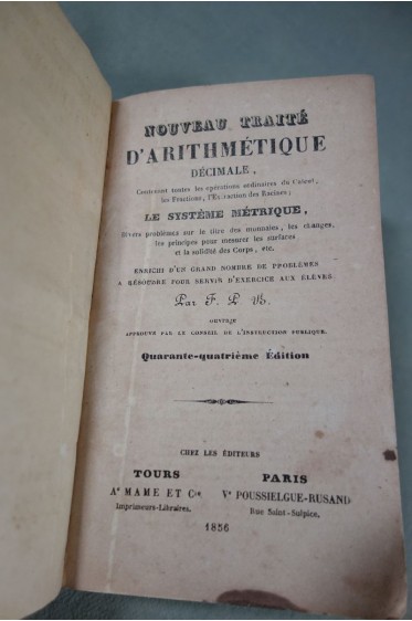 Nouveau traité d'arithmetique décimale - Mame et Poussielgue, 1856