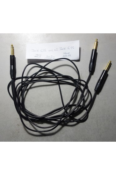 Cables mono 2 Jack 6.35 mm to 1 Jack 6.35 mm - Cordial AWG25 - 2 x 2 m blindés
