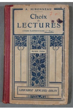 Choix de lectures - Cours élémentaire, 1er degré - Mironneau - 1934 - avec gravures -