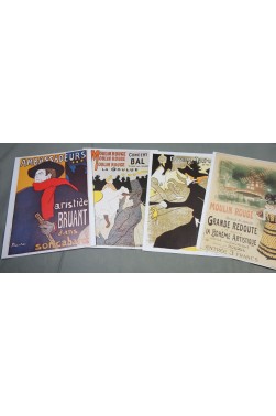 4 Affiches de Toulouse Lautrec - Moulin Rouge - Aristide Bruant - Divan Japonais - Editions Artertre TL 1, 3 et 4 - AF 03