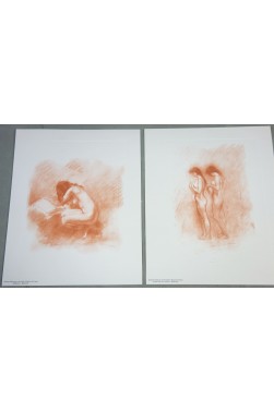 2 Estampes de Paul Belmondo - Méditation - Jeunes Filles à la coiffure - Nouvelle Librairie de France