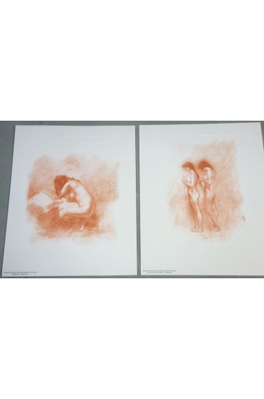 2 Estampes de Paul Belmondo - Méditation - Jeunes Filles à la coiffure - Nouvelle Librairie de France