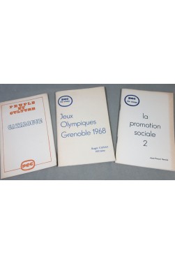 Lot 3 Fiches de lecture PEC Peuple et Culture - Jeux Olympiques Grenoble 1968 + Catalogue + Promotion sociale 2