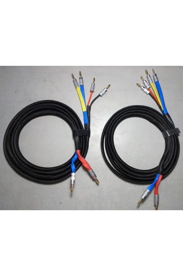 BI-CABLAGE REAL Cables enceintes montés 4 x 2,10m OFC 2,5/1,5mm² + 12 bananes