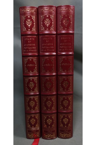 Chants et Chansons Populaires de la France en 3 tomes illustrés Reliures Luxe Cuir