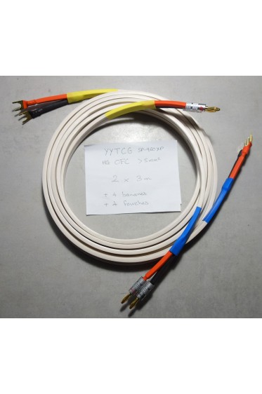 Cables enceintes montés SP-960XP +5mm² OFC 2x2m + 4 bananes rhodium + 4 fourches